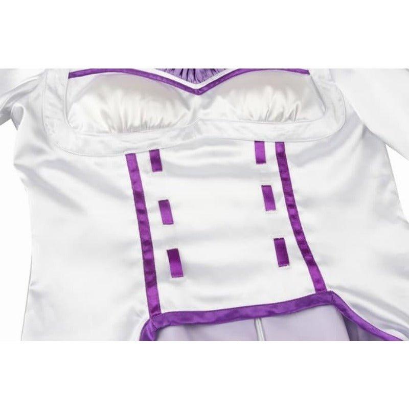 Emilia Cosplay Costume - Re:Zero Kara Hajimeru Isekai Seikatsu Anime Dress with Headdress for Halloween Party - Coscosmos