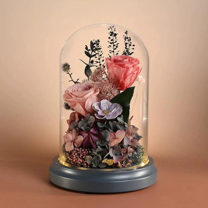 Eternal Flower Glass Dome Gift Box with Sunflowers and Roses - Coscosmos