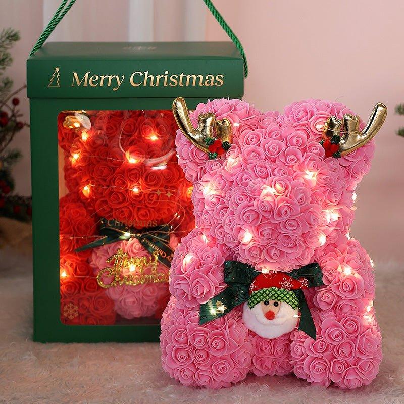 Eternal Rose Bear Unicorn Gift for Valentine's & Christmas - Creative Foam Rose Bear Decoration - Coscosmos