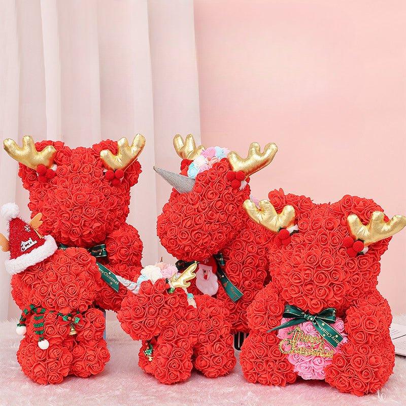 Eternal Rose Bear Unicorn Gift for Valentine's & Christmas - Creative Foam Rose Bear Decoration - Coscosmos