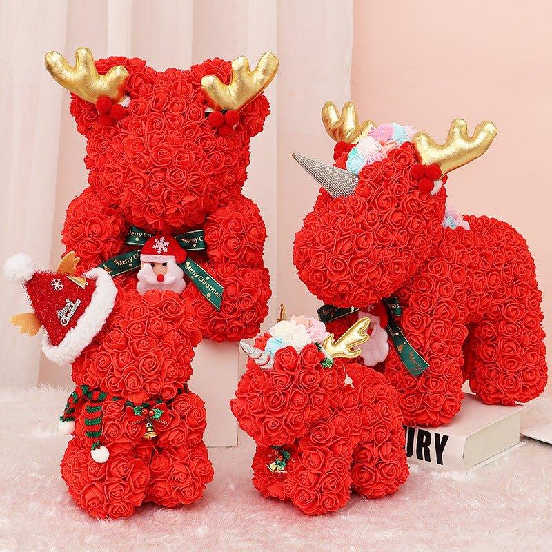 Eternal Rose Bear Unicorn Gift for Valentine's & Christmas - Creative Foam Rose Bear Decoration - Coscosmos