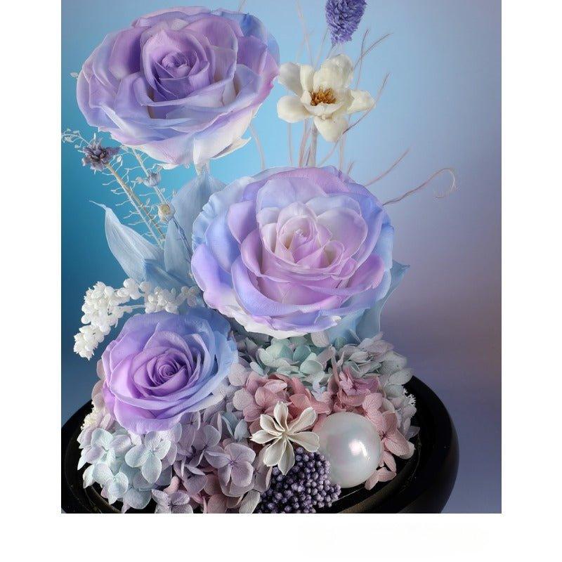 Eternal Rose Glass Dome - Premium Real Flower Decoration for Christmas, Weddings, Birthdays & Girlfriend Gifts - Coscosmos