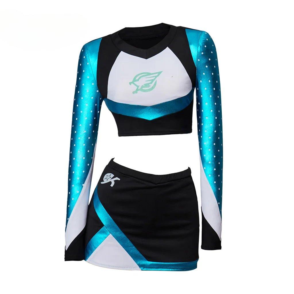 Euphoria Cheerleading Uniform Euphoria Maddy Set Crop Top with Mini Skirt Girls High School Long Sleeve Cheerleading Costume - Coscosmos