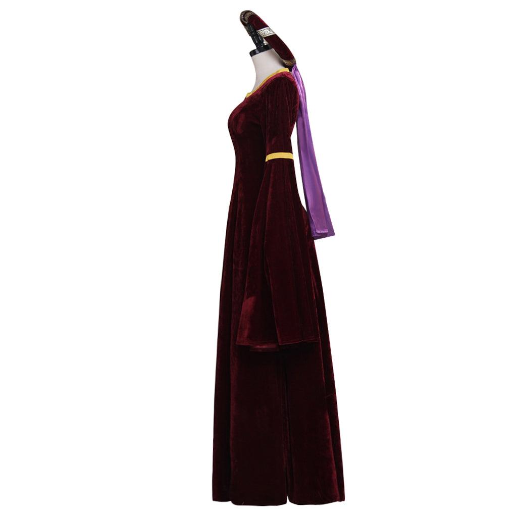 Medieval Vintage Dark Red Turing Renaissance Dress Costume Cosplay for Halloween Carnival Cosplay Party