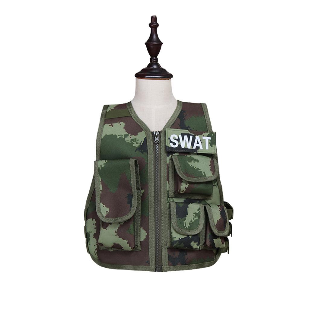 Military Airsoft Vest for Kids, Camouflage Hunting Vest, Tactical Cosplay Costume, Sniper CS War Game Waistcoat