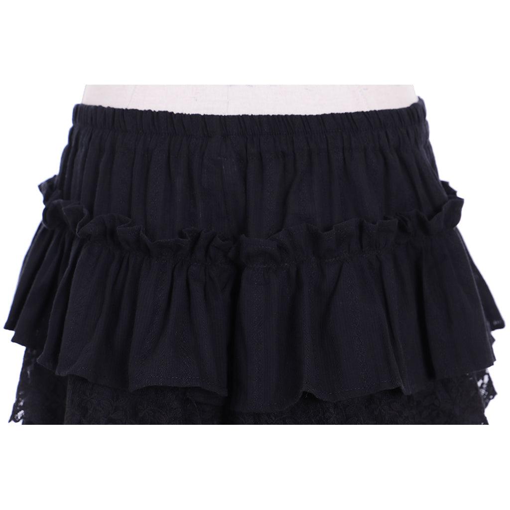 Women's Pantaloons with Short Ruffles, Lace Trim, Mid-Waist Bowknot Beaded Bloomers Shorts