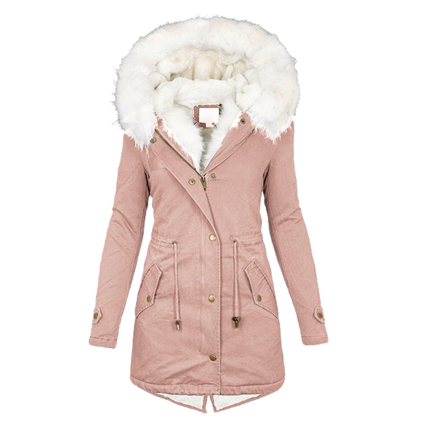 Fall Winter Fashion Women’s Sherpa Fleece Lined Surf Parka with Faux Fur Hood | Warm Padded Quilted Jacket - Coscosmos