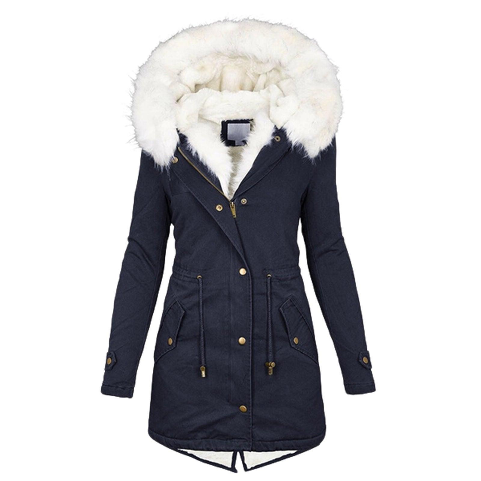 Fall Winter Fashion Women’s Sherpa Fleece Lined Surf Parka with Faux Fur Hood | Warm Padded Quilted Jacket - Coscosmos