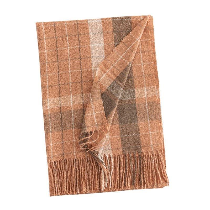 Fashion Plaid Scarf for Women | Faux Cashmere Cozy Long Shawl for Commuting and Gift Giving - Coscosmos