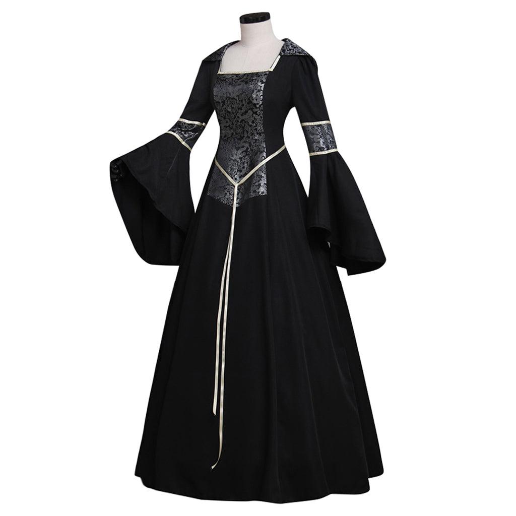 Women's Black Medieval Renaissance Victorian Dresses Costumes Ball Gown Dress