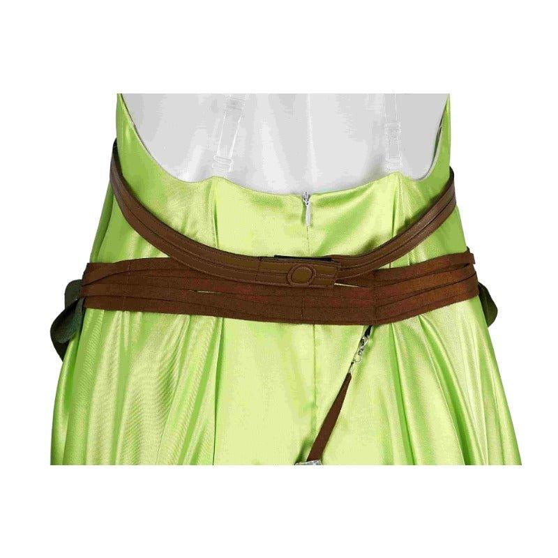 FF14 Nophica Cosplay Costume - Green Long Dress for Halloween & Party - Coscosmos