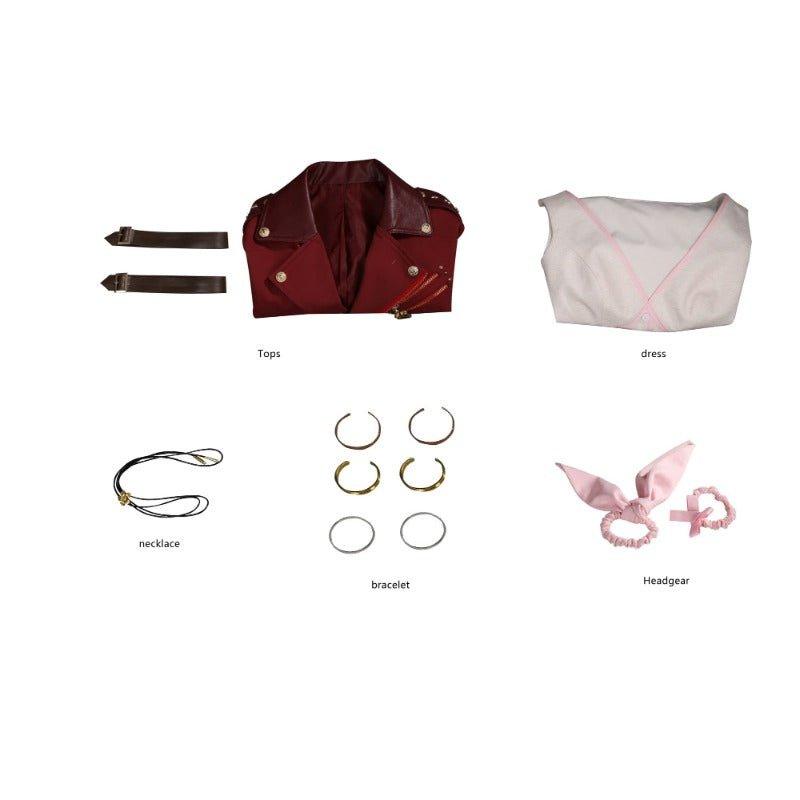 FF7 Aerith Gainsborough Cosplay Costume - Coat & Dress Full Set or Individual Items - Coscosmos