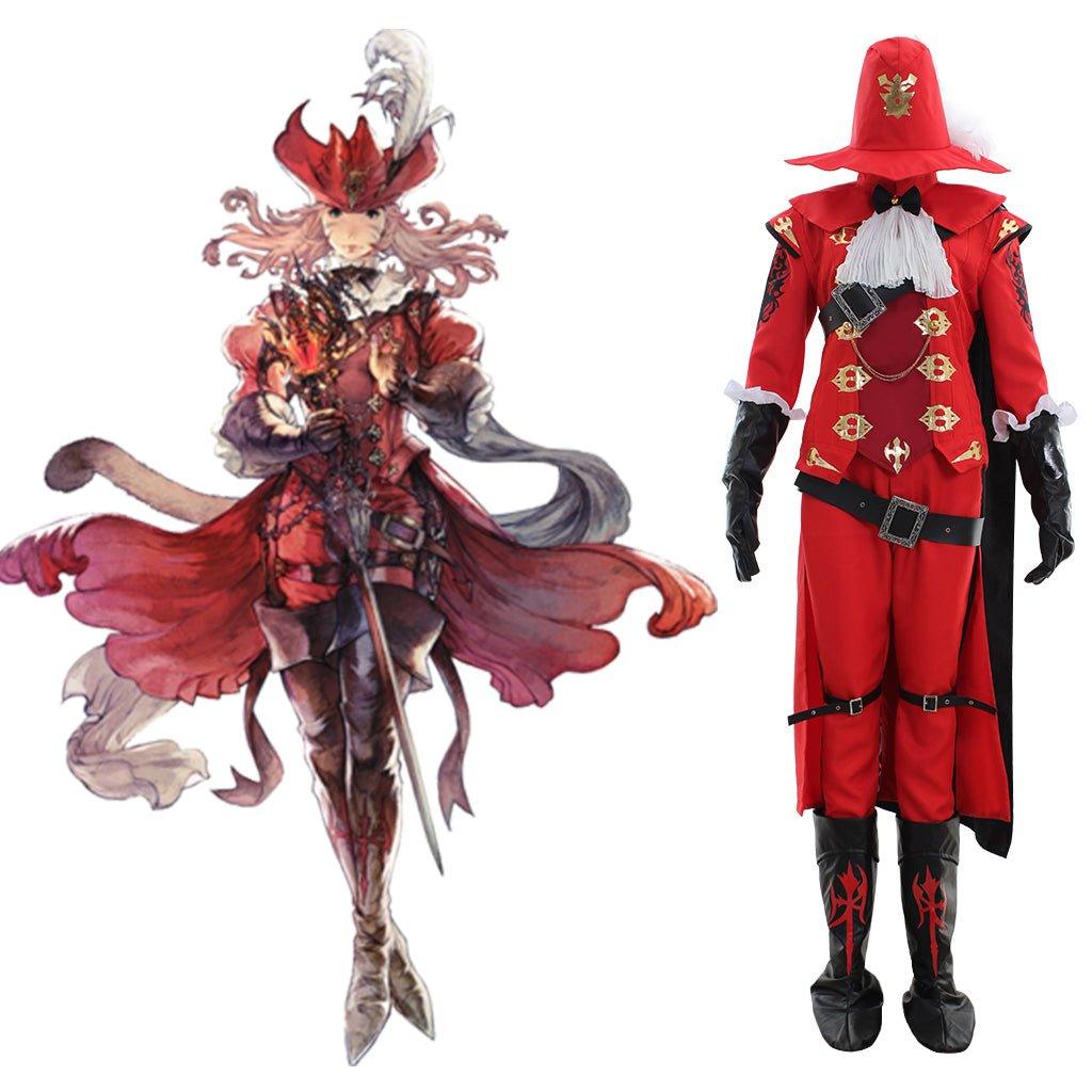 FFXIV Red Mage Cosplay Costume | Fancy Combat Uniform Full Set for Gamers - Coscosmos