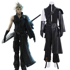 Final Fantasy VII Cloud Strife Cosplay Costume Full Set with Gloves, Cloak, and Belt - Coscosmos