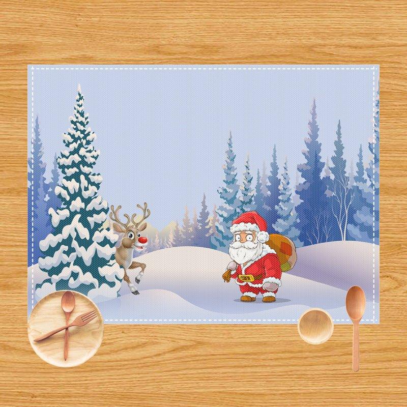 Foreign trade Amazon Christmas placemat restaurant holiday decoration insulation western food mat dining table tablecloth table flag wholesale - Coscosmos