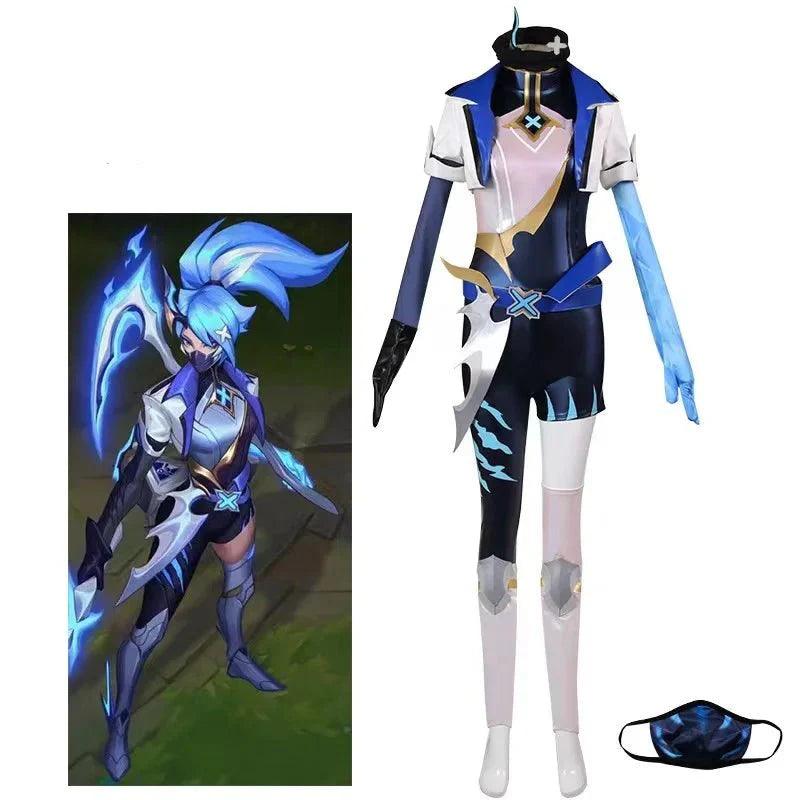 Game LOL Akali Cosplay Costume Sexy Women Uniform Full Set Hallowen Party Outfits - Coscosmos