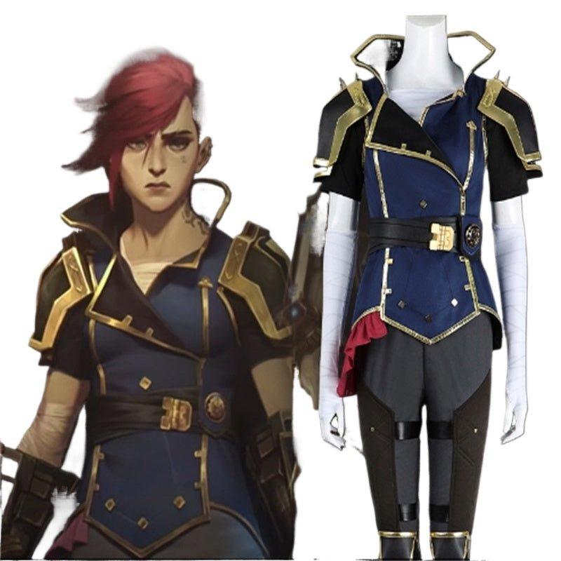 Game LOL Arcane Vi Cosplay Costume Woman with Accessories Halloween Party Outfit - Coscosmos