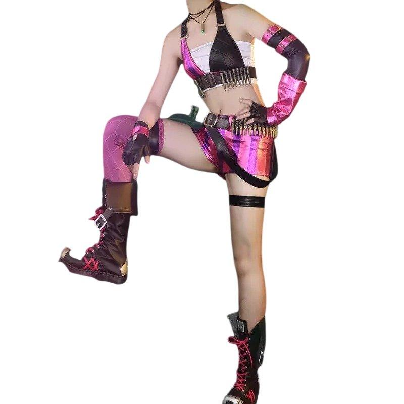 Game LOL Jinx Cosplay Costume Sexy Battle of The Two Cities Rampage Suit Halloween Carnival Party Outfits - Coscosmos