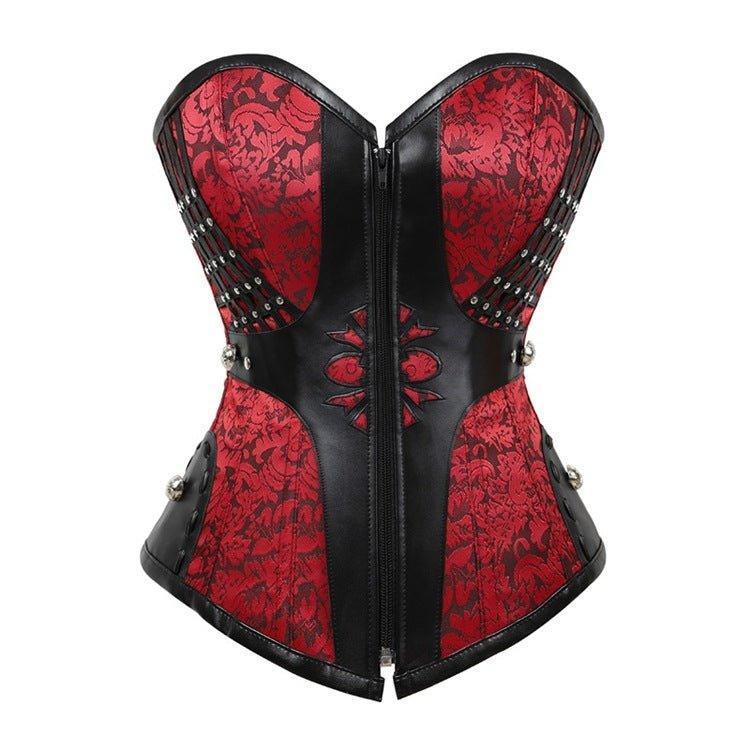 Gothic Court Corset | New Waist - Cinching Zip - Up Corset with Bust Support | Coscomos - Coscosmos