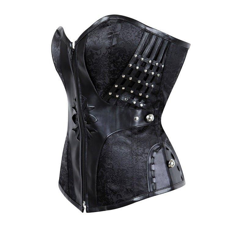 Gothic Court Corset | New Waist - Cinching Zip - Up Corset with Bust Support | Coscomos - Coscosmos