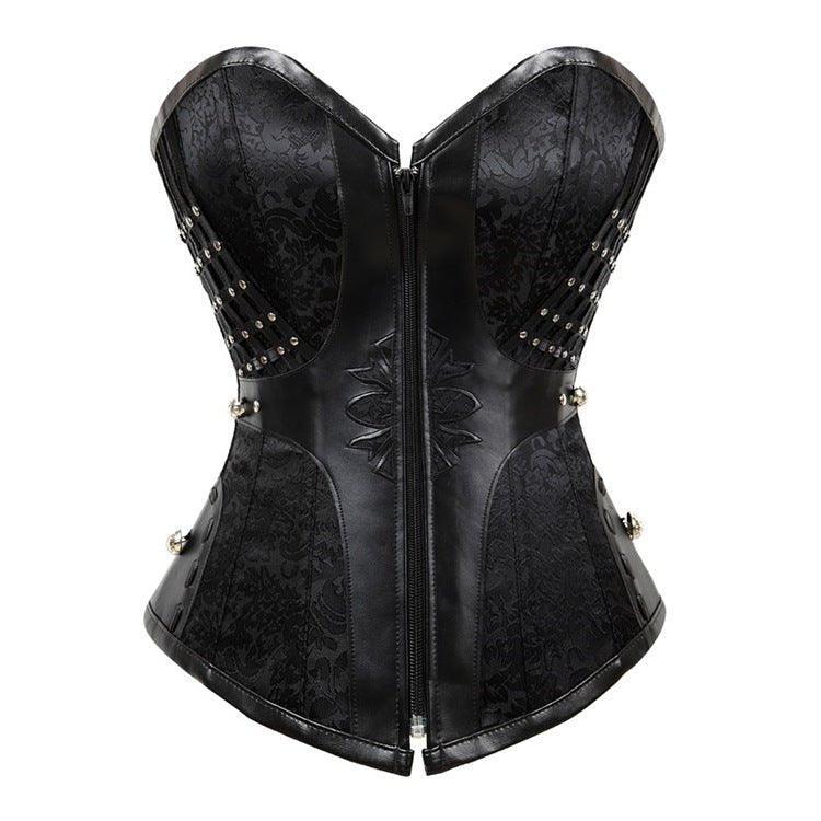 Gothic Court Corset | New Waist - Cinching Zip - Up Corset with Bust Support | Coscomos - Coscosmos