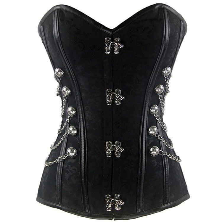 Gothic Court Steel - Boned Corset with Metal Accents | Waist Cincher, Zip - Up, Bust Lifting Outerwear | Coscomos - Coscosmos