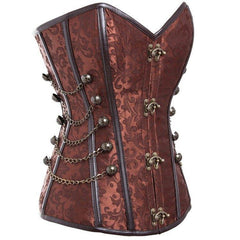 Gothic Court Steel - Boned Corset with Metal Accents | Waist Cincher, Zip - Up, Bust Lifting Outerwear | Coscomos - Coscosmos