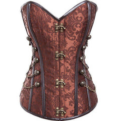 Gothic Court Steel - Boned Corset with Metal Accents | Waist Cincher, Zip - Up, Bust Lifting Outerwear | Coscomos - Coscosmos