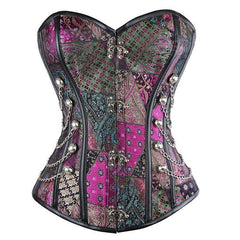 Gothic Purple Corset with Steel Boning | Zippered Waist - Cincher | Bust - Lifting Cotton Corset for Cosplay | Coscomos - Coscosmos