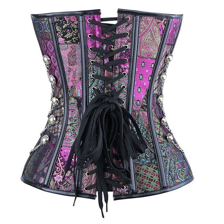 Gothic Purple Corset with Steel Boning | Zippered Waist - Cincher | Bust - Lifting Cotton Corset for Cosplay | Coscomos - Coscosmos