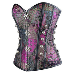 Gothic Purple Corset with Steel Boning | Zippered Waist - Cincher | Bust - Lifting Cotton Corset for Cosplay | Coscomos - Coscosmos