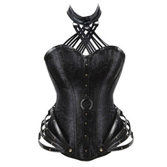 Gothic Strapless Halter Neck Steel - Boned Corset with Side Zipper | 11 - Bone Waist Cincher | Coscomos - Coscosmos