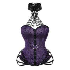 Gothic Strapless Halter Neck Steel - Boned Corset with Side Zipper | 11 - Bone Waist Cincher | Coscomos - Coscosmos