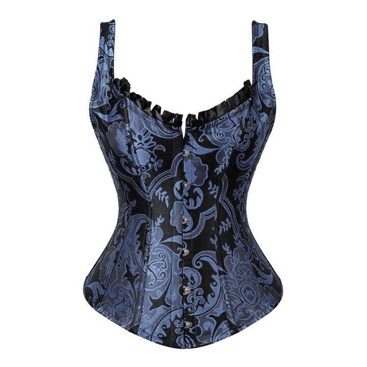 Gothic - Style Printed Silver Steel - Boned Waist Cincher Corset - Body Shaping and Sculpting Beauty - Coscosmos