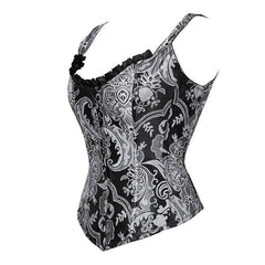 Gothic - Style Printed Silver Steel - Boned Waist Cincher Corset - Body Shaping and Sculpting Beauty - Coscosmos