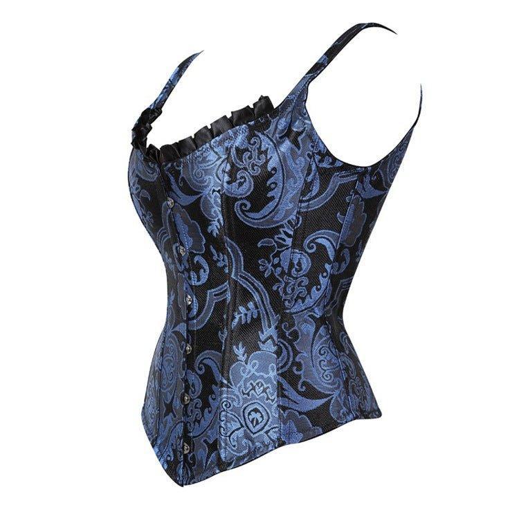 Gothic - Style Printed Silver Steel - Boned Waist Cincher Corset - Body Shaping and Sculpting Beauty - Coscosmos