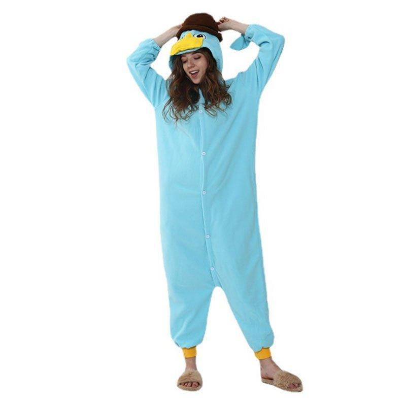 Halloween Animal Cartoon Platypus Onesie Couple Fleece Pajamas | Cozy & Fun Costume for Halloween & Cosplay - Coscosmos