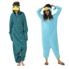 Halloween Animal Cartoon Platypus Onesie Couple Fleece Pajamas | Cozy & Fun Costume for Halloween & Cosplay - Coscosmos