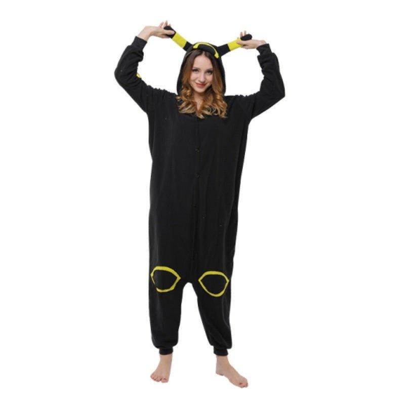 Halloween Fleece Onesie Cartoon Pajamas, Cute Eevee Animal Series Couple Loungewear Costume - Coscosmos