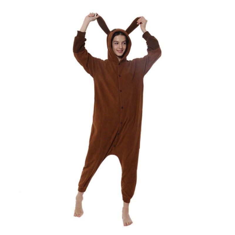 Halloween Fleece Onesie Cartoon Pajamas, Cute Eevee Animal Series Couple Loungewear Costume - Coscosmos