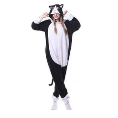 Halloween Midnight Cat Fleece Animal Onesie for Adults | Cartoon Couple Homewear Pajamas | Cosplay Costume - Coscosmos