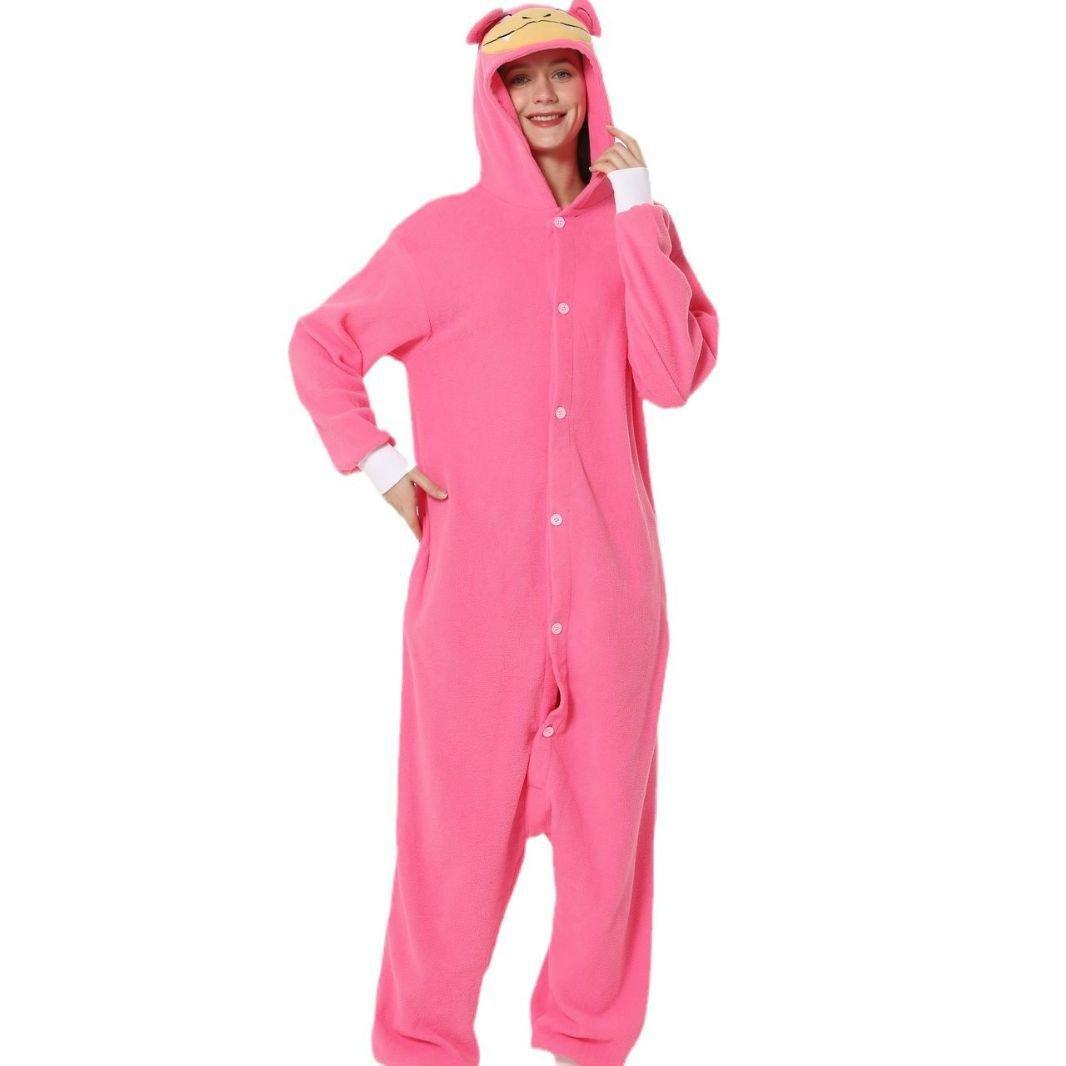 Halloween Slowpoke Animal Onesie Couple Pajamas | Cozy Cartoon Costume for Halloween, Cosplay, and Parties | Coscomos Pajama Series - Coscosmos