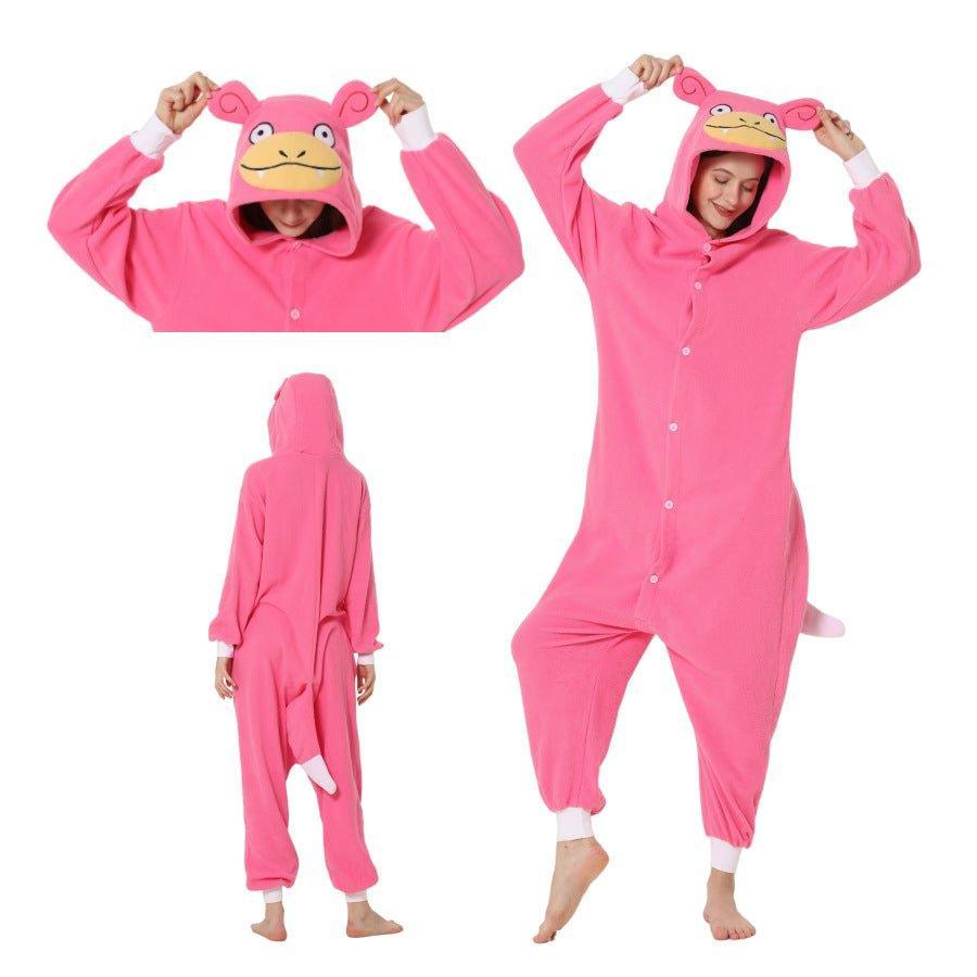 Halloween Slowpoke Animal Onesie Couple Pajamas | Cozy Cartoon Costume for Halloween, Cosplay, and Parties | Coscomos Pajama Series - Coscosmos