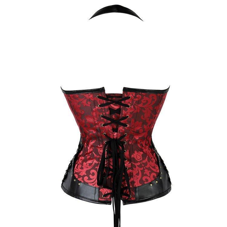 Halter Neck Steel - Boned Gothic Corset | Elegant Body Shaper for Victorian & Medieval Costumes | Coscomos - Coscosmos