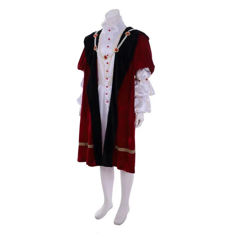 Henry VIII Royal Renaissance King Cosplay Costume with Cloak & Hat | Medieval Halloween Suit - Coscosmos