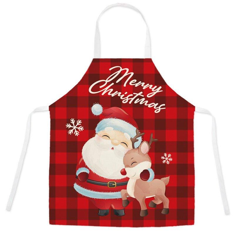 Household kitchen imitation hemp housework apron cross - border Christmas oil - proof stains adult work clothes for men and women - Coscosmos