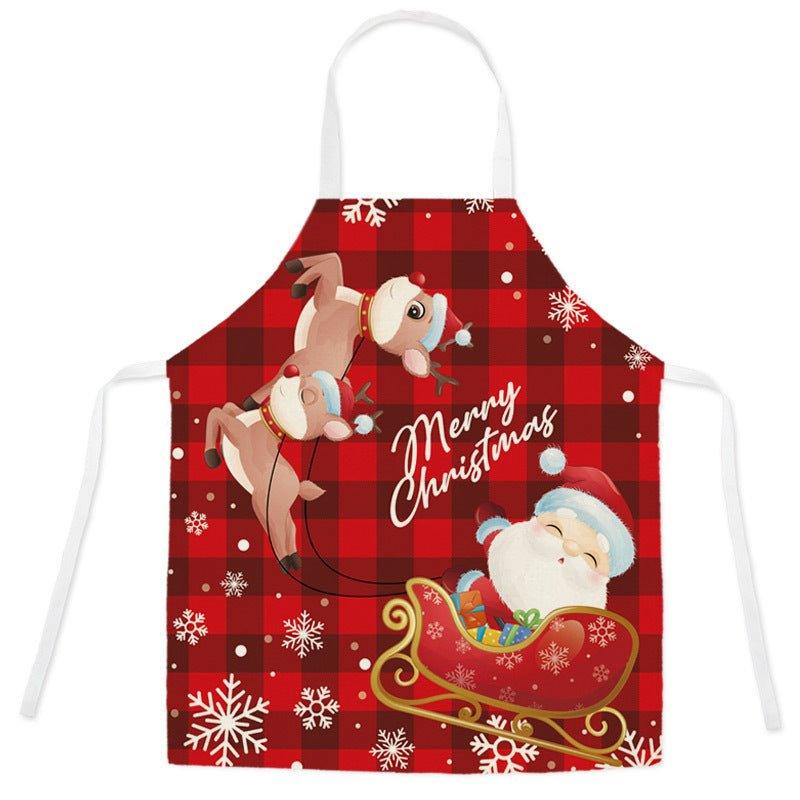 Household kitchen imitation hemp housework apron cross - border Christmas oil - proof stains adult work clothes for men and women - Coscosmos