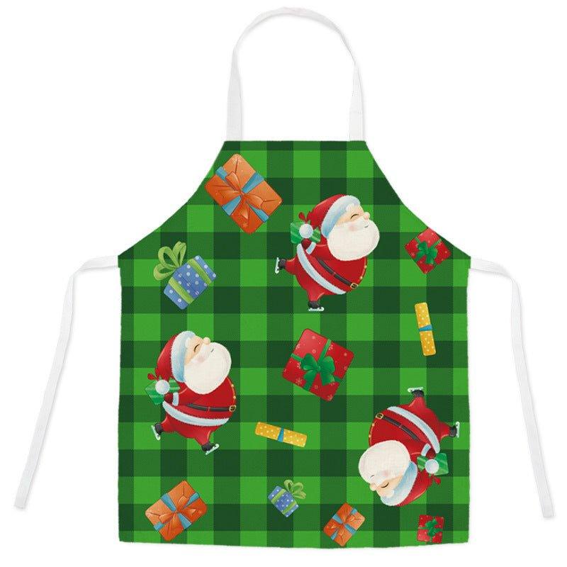 Household kitchen imitation hemp housework apron cross - border Christmas oil - proof stains adult work clothes for men and women - Coscosmos