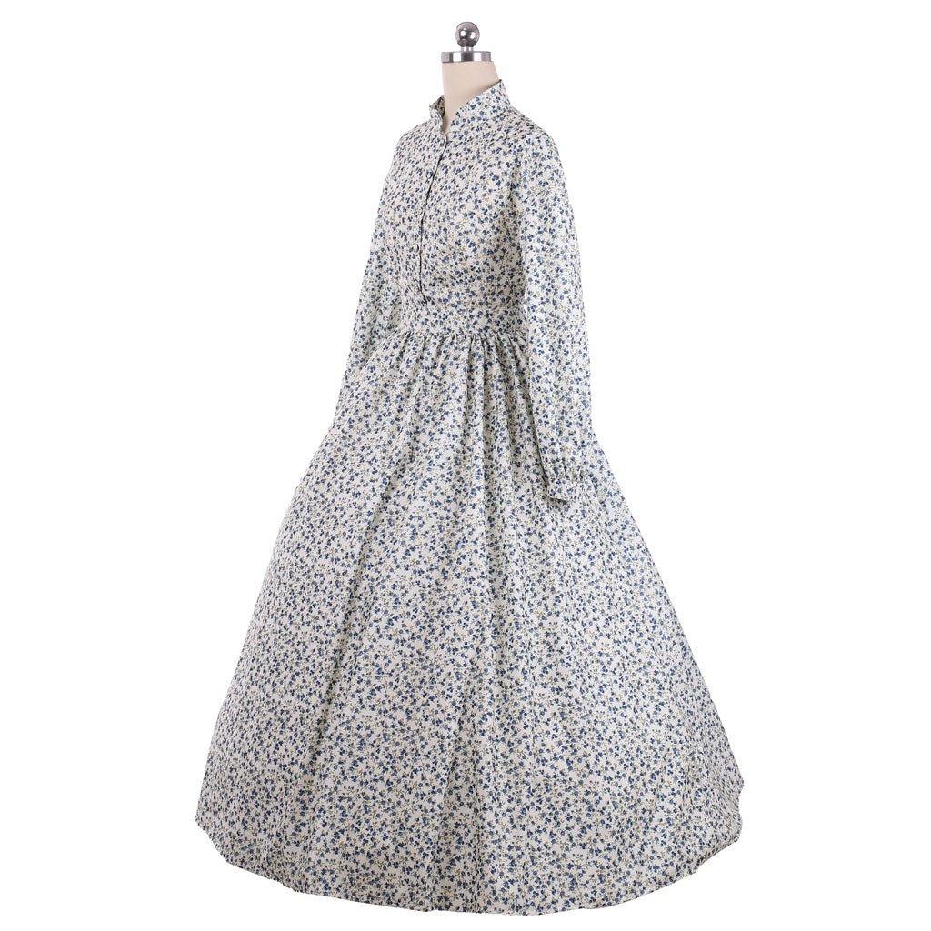 Jane Austen Reenactment Victorian Tea Gown | Colonial Prairie Civil War Costume - Coscosmos