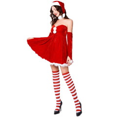 Japanese and Korean performances Christmas dress Christmas hat set, sexy Christmas clothing, chest wrapping women's Christmas clothing Christmas clothing - Coscosmos